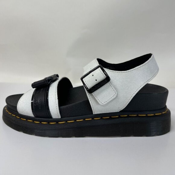 New Dr Martens Romi Crackle White and Black Bow Leather Sandals size 9 Shoes - Picture 2 of 8